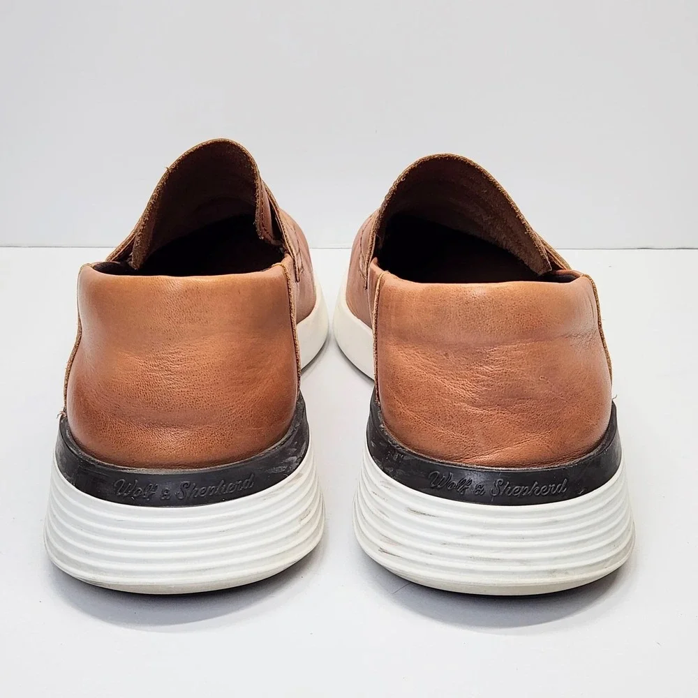 Wolf & Shepherd Shoes Mens Size 9 Brown Leather Slip On Casual Loafers Comfort